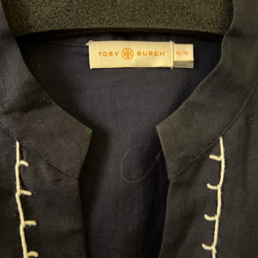 Tory Burch Blue Dress with cream Stitching - Picture 3 of 6